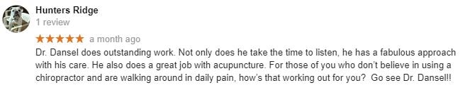 Dansel Chiropractic & Acupuncture Patient Testimonial