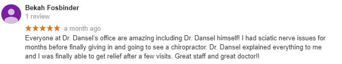 Dansel Chiropractic & Acupuncture Patient Testimonial