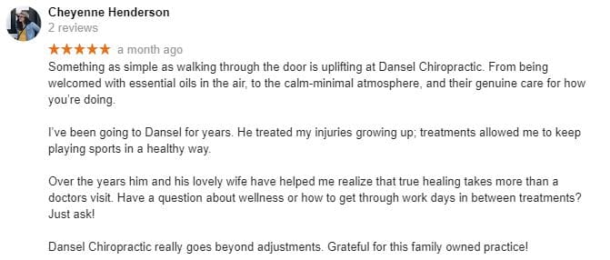 Dansel Chiropractic & Acupuncture Patient Testimonial