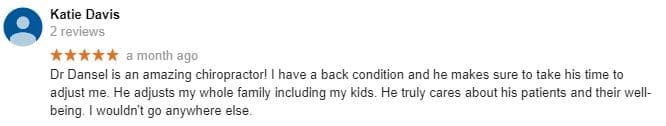 Dansel Chiropractic & Acupuncture Patient Testimonial